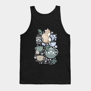 Cup of Tea with a Coffee Cat Tank Top